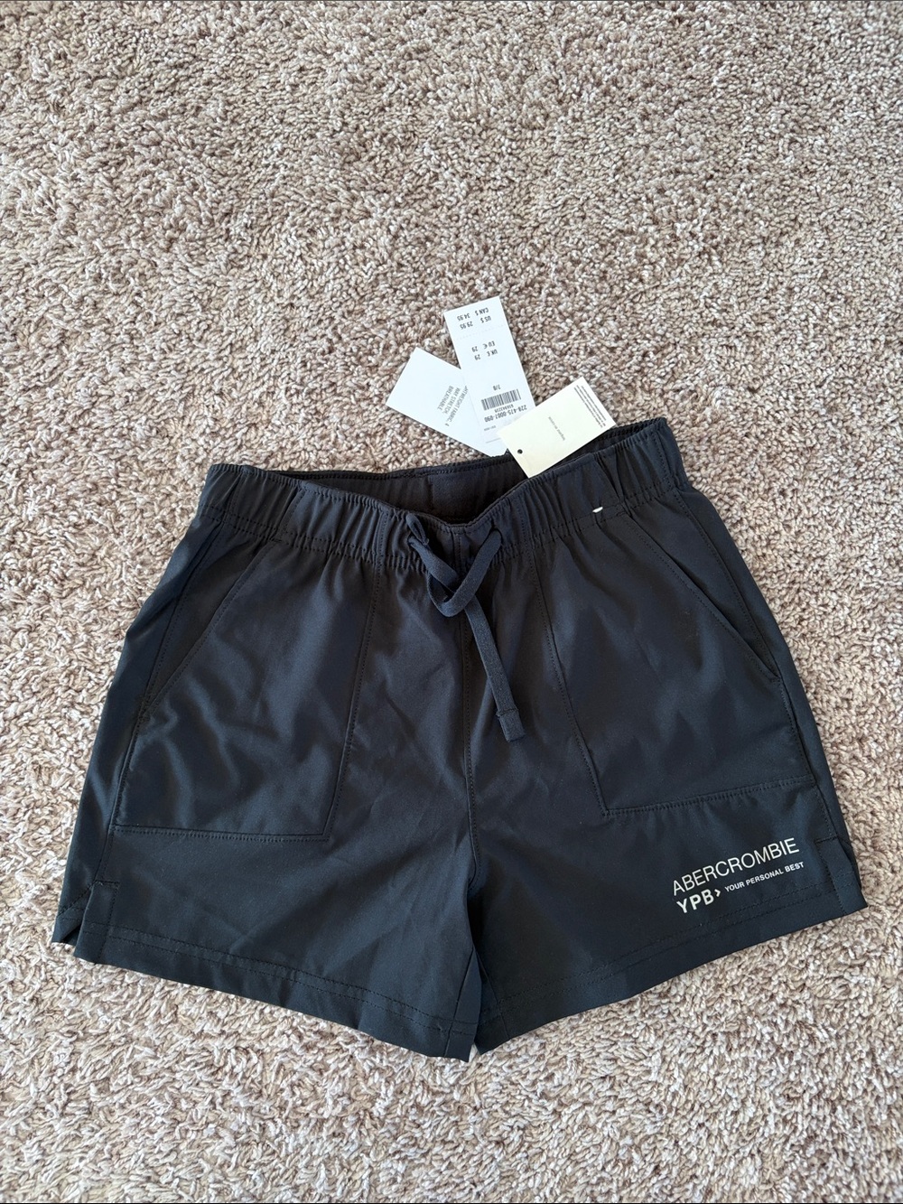 abercrombie kids Black Drawstring Athletic Shorts